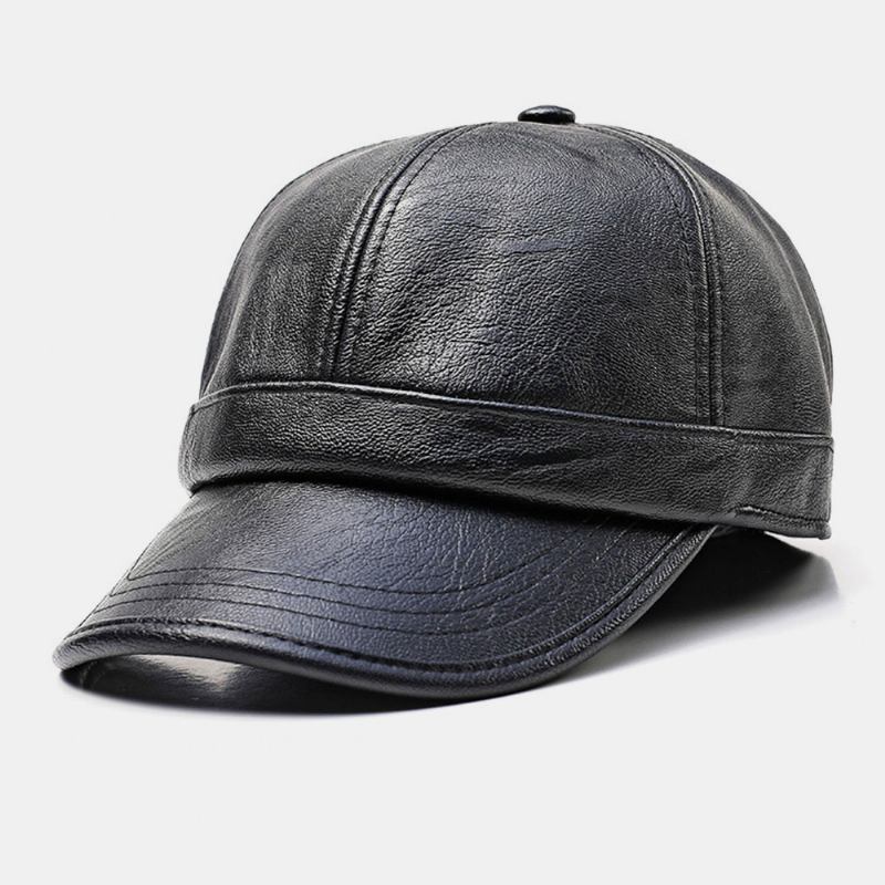 Menn Faux Leather Ørebeskyttet Hold Varmen Fritids Solid Baseball Hat