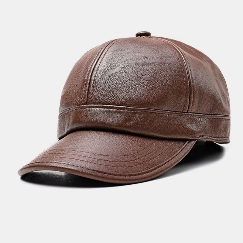 Menn Faux Leather Ørebeskyttet Hold Varmen Fritids Solid Baseball Hat