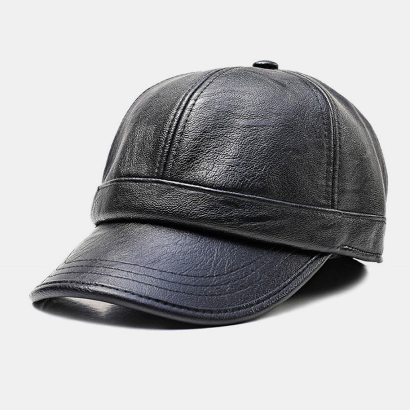 Menn Faux Leather Ørebeskyttet Hold Varmen Fritids Solid Baseball Hat