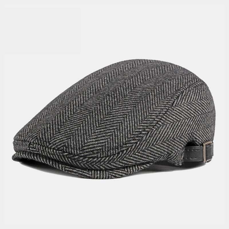 Menn Høst Vinter Varm Herringbone Berets Britisk Retro Justerbar Newsboy Hat Forward Hat