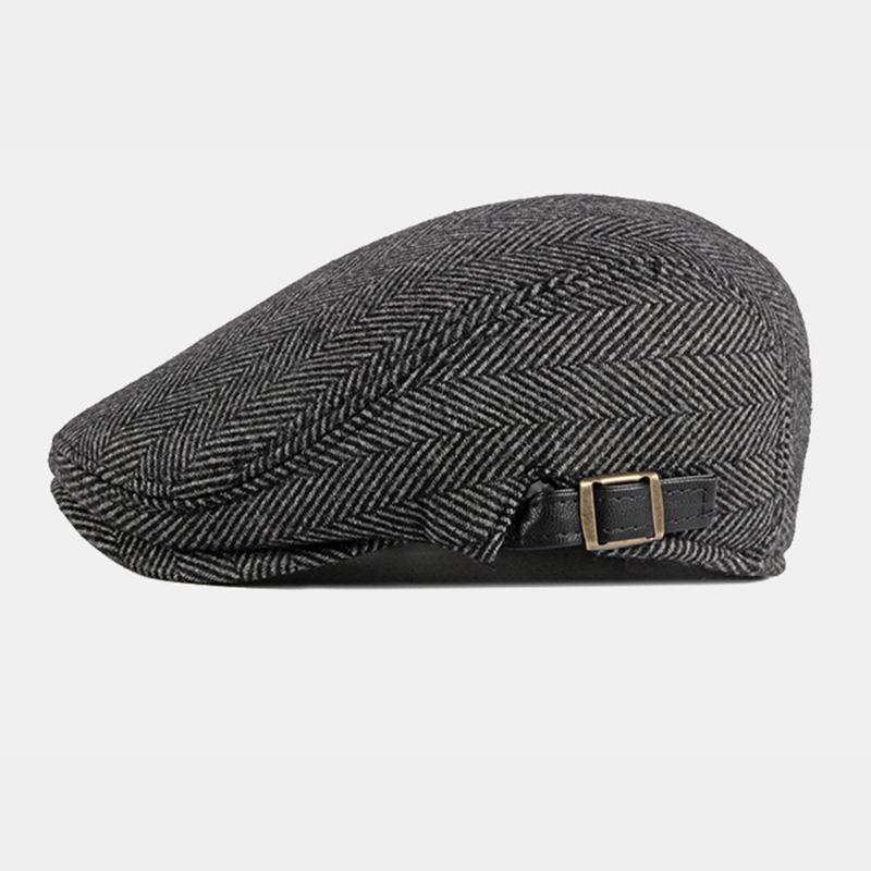 Menn Høst Vinter Varm Herringbone Berets Britisk Retro Justerbar Newsboy Hat Forward Hat