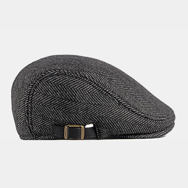 Menn Høst Vinter Varm Herringbone Berets Britisk Retro Justerbar Newsboy Hat Forward Hat