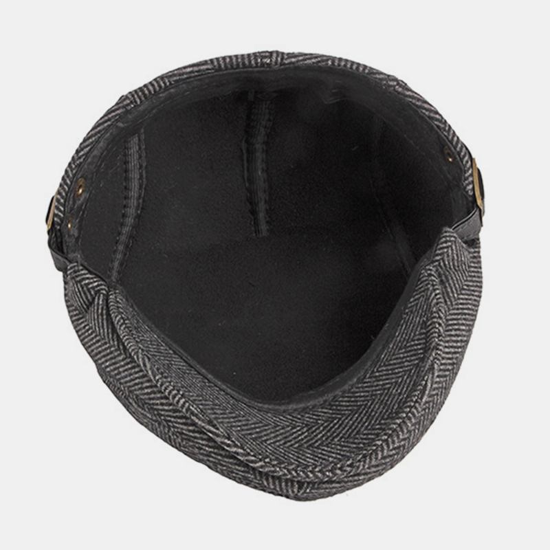 Menn Høst Vinter Varm Herringbone Berets Britisk Retro Justerbar Newsboy Hat Forward Hat