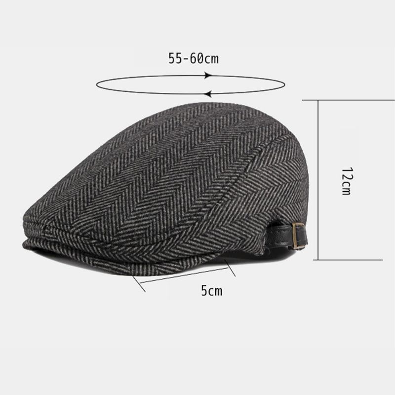 Menn Høst Vinter Varm Herringbone Berets Britisk Retro Justerbar Newsboy Hat Forward Hat