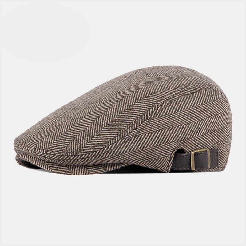 Menn Høst Vinter Varm Herringbone Berets Britisk Retro Justerbar Newsboy Hat Forward Hat