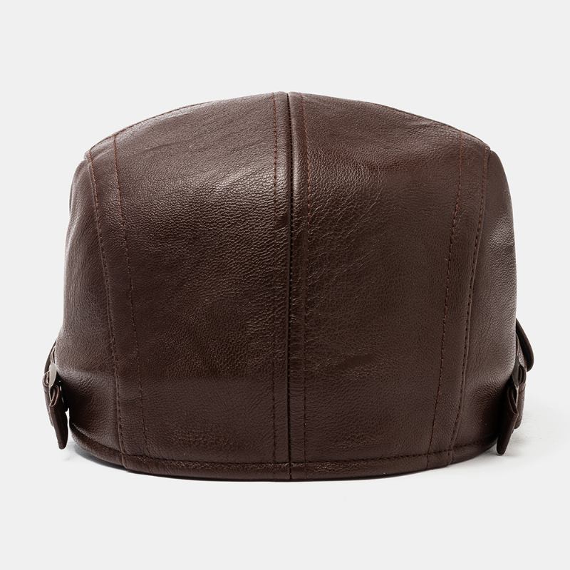 Menn Imitert Skinn Retro Uformelt Stripemønster Ensfarget Skinn Forward Hat Beret Hat