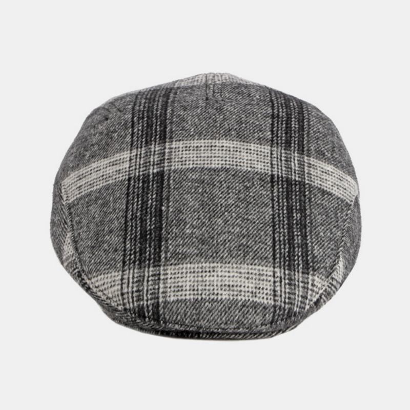 Menn Justerbar Elastisk Band Design Beret Cap Britisk Retro Middelaldrende Og Eldre Vinter Ørebeskyttelse Øreklokker Forover Hatt