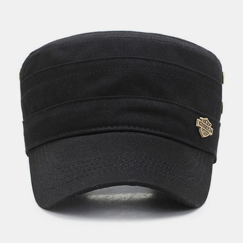 Menn Justerbar Pustende Hull Design Militær Cap Utendørs Reise Sunshade Cadet Hat Flat Cap