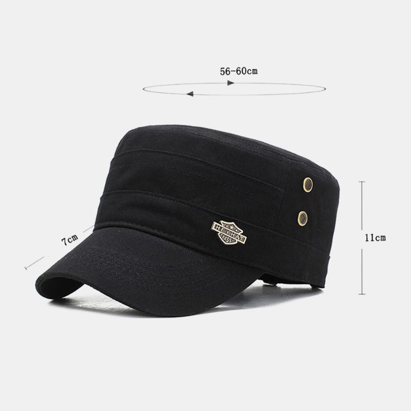 Menn Justerbar Pustende Hull Design Militær Cap Utendørs Reise Sunshade Cadet Hat Flat Cap