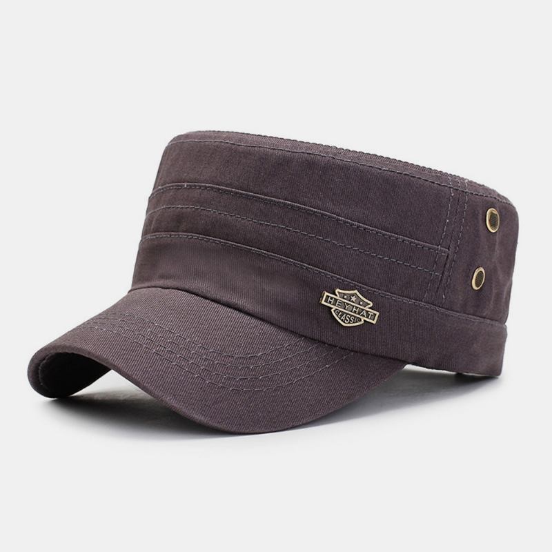 Menn Justerbar Pustende Hull Design Militær Cap Utendørs Reise Sunshade Cadet Hat Flat Cap