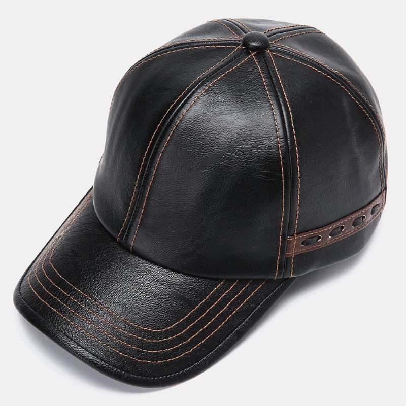 Menn Kunstskinn Vintage Baseball Caps Personlighet Med Vevd Hatt