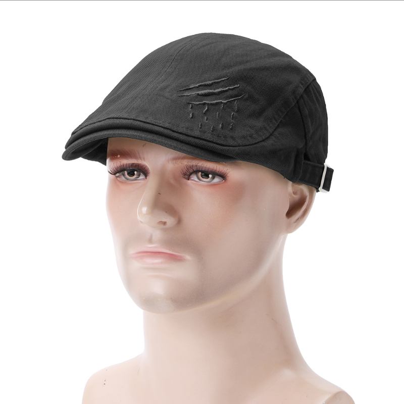 Menn Kvinner Bomull Broderi Dobbeltsidig Justerbar Painter Beret Caps Newsboy Flat Hat