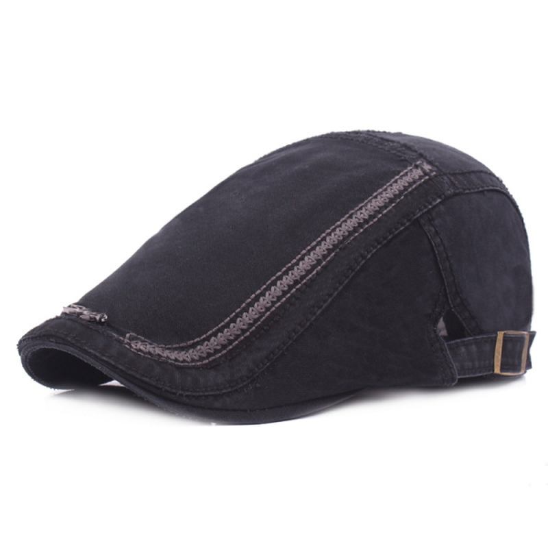 Menn Kvinner Bomull Vasket Beret Hat Mote Jern Label Spenne Justerbar Cabbie Golf Gentleman Caps