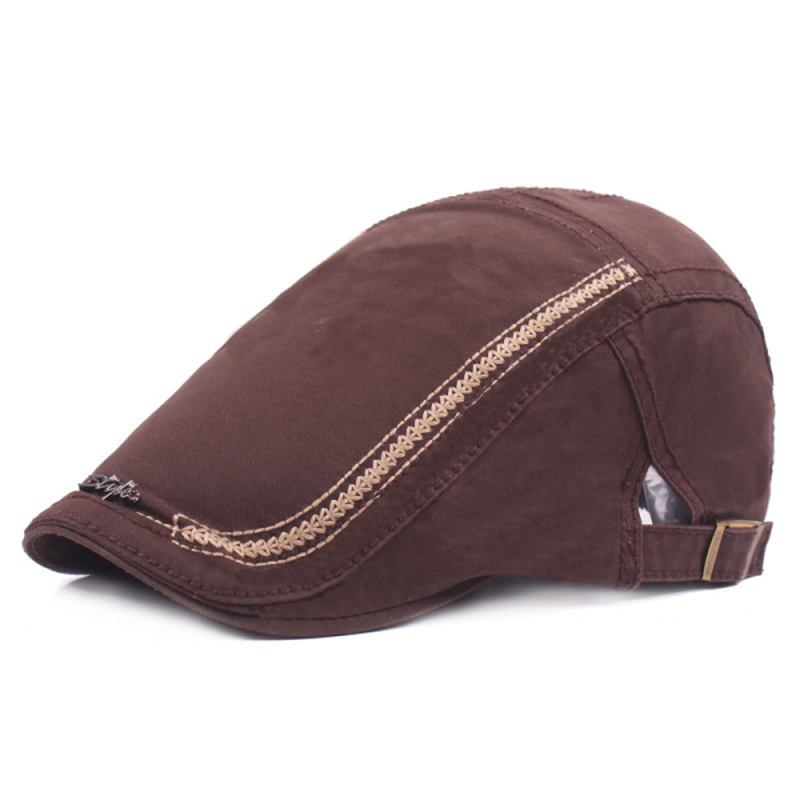 Menn Kvinner Bomull Vasket Beret Hat Mote Jern Label Spenne Justerbar Cabbie Golf Gentleman Caps