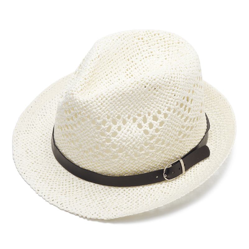 Menn Kvinner Personlig Håndlaget Straw Jazz Hat Utendørs Reise Strand Pustende Mesh Hollow Sun Cap