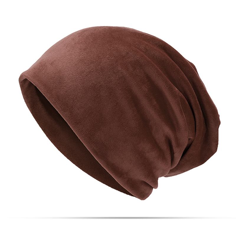 Menn Kvinner Solid Velvet Warm Beanie Hat Fritids Ørebeskyttelse Vinterlue