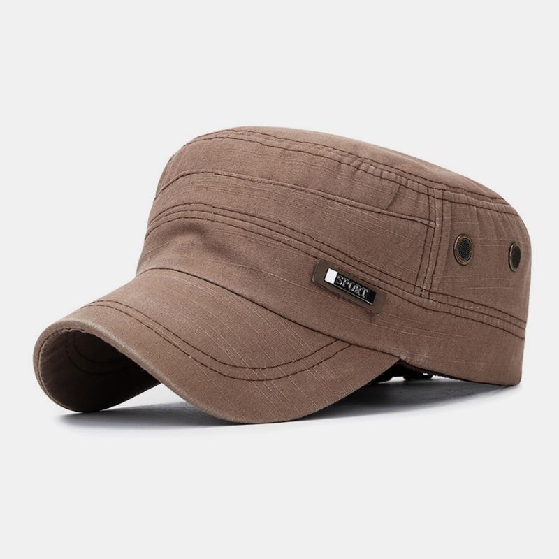 Menn Made-gammel Bomull Utendørs Fritids Brief Militær Hat Flat Hat Peaked Hat