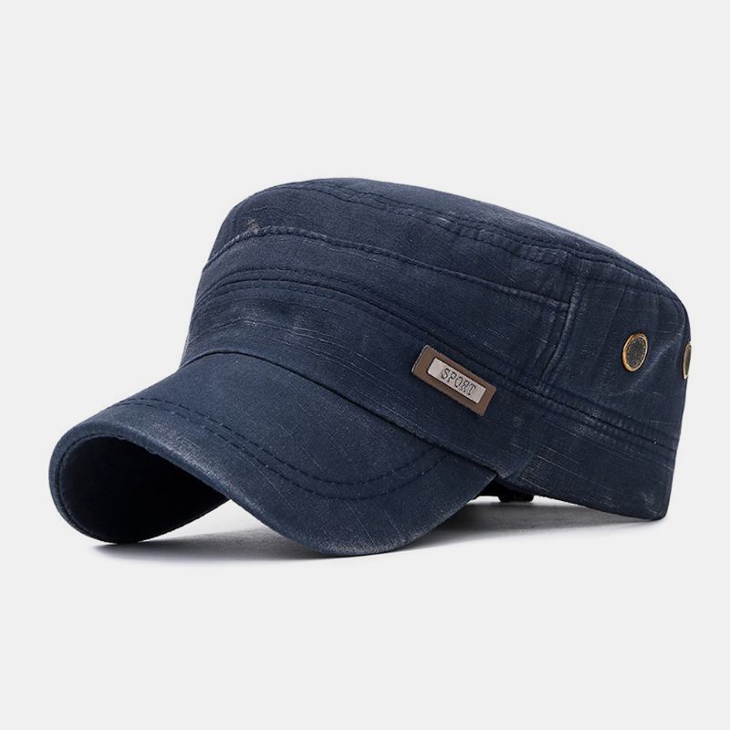 Menn Made-gammel Bomull Utendørs Fritids Brief Militær Hat Flat Hat Peaked Hat