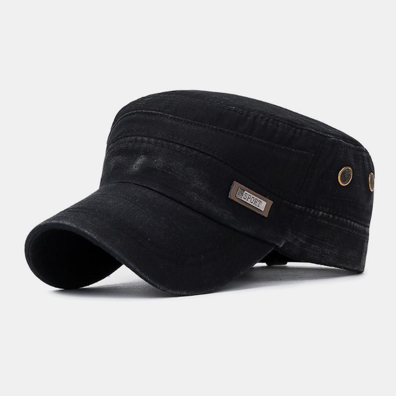 Menn Made-gammel Bomull Utendørs Fritids Brief Militær Hat Flat Hat Peaked Hat