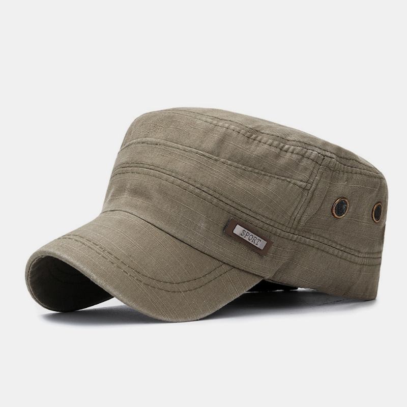 Menn Made-gammel Bomull Utendørs Fritids Brief Militær Hat Flat Hat Peaked Hat