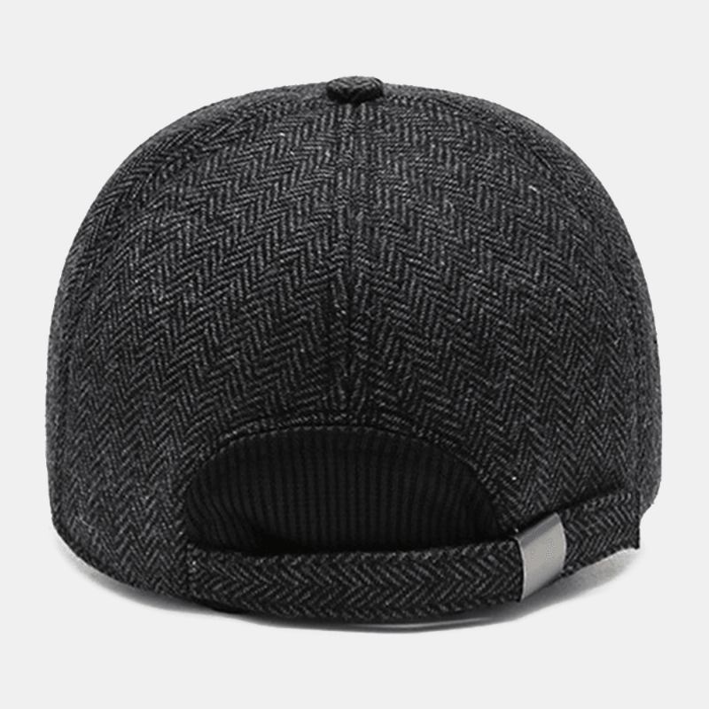 Menn Metal Label Høst Vinter Tykke Varm Baseball Cap Utendørs Ørebeskyttelse Vindtett Kul Beskyttelse Peaked Cap