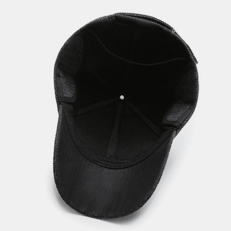 Menn Metal Label Høst Vinter Tykke Varm Baseball Cap Utendørs Ørebeskyttelse Vindtett Kul Beskyttelse Peaked Cap