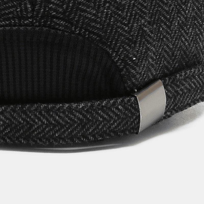 Menn Metal Label Høst Vinter Tykke Varm Baseball Cap Utendørs Ørebeskyttelse Vindtett Kul Beskyttelse Peaked Cap