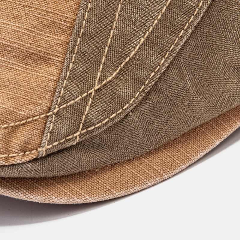 Menn Patchwork Brev Brodert Justerbar Fritids Forward Cap Flat Cap Beret Cap