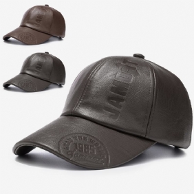 Menn Pu Skinn Retro Baseball Cap Trykt Med Logo Utendørs Varm Cap