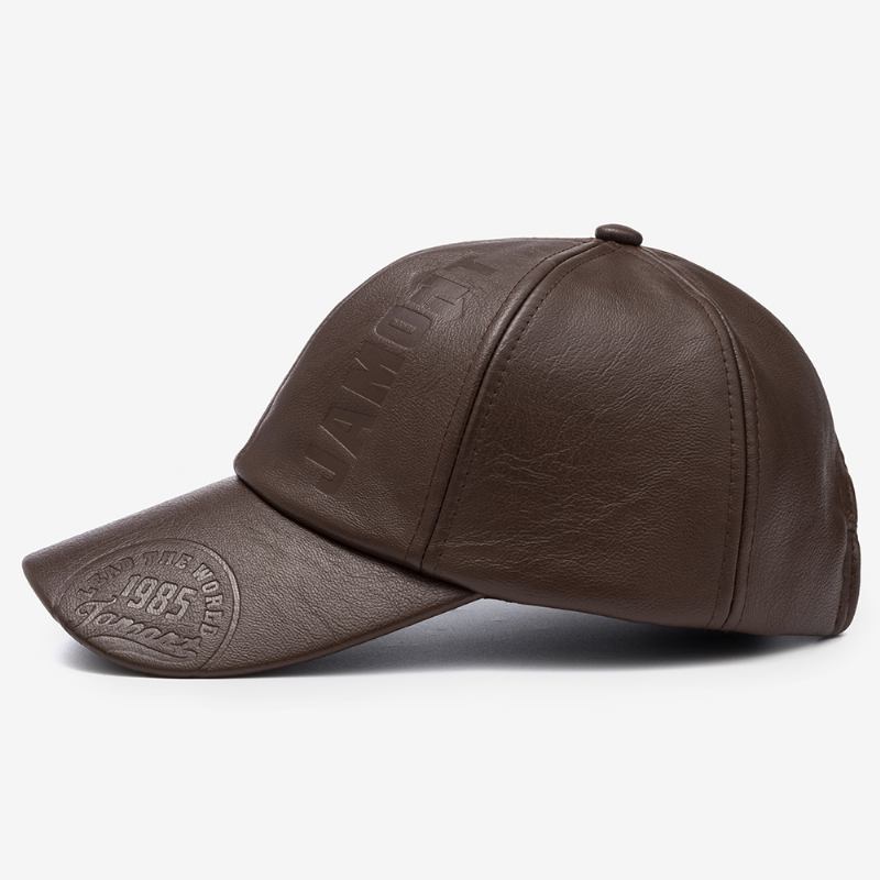 Menn Pu Skinn Retro Baseball Cap Trykt Med Logo Utendørs Varm Cap