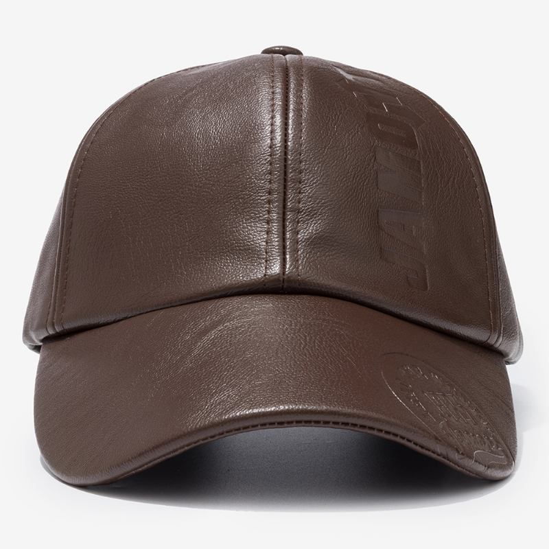 Menn Pu Skinn Retro Baseball Cap Trykt Med Logo Utendørs Varm Cap