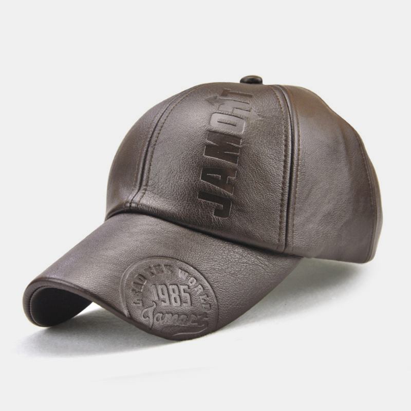 Menn Pu Skinn Retro Baseball Cap Trykt Med Logo Utendørs Varm Cap