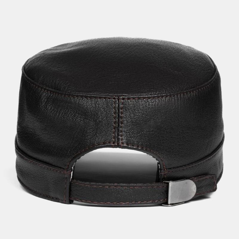 Menn Saueskinn Tynn Justerbar Militær Cap Uformell Utendørs Pustende Kort Brems Flat Top Cap Army Cap Cadet Hat