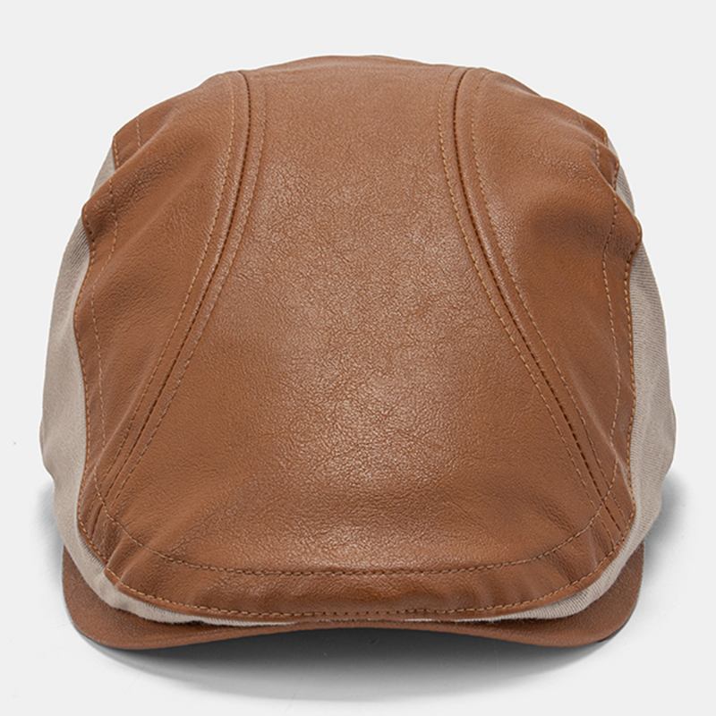 Menn Skinnsøm Ensfarget Beret Cap Justerbar Utendørs Solskjerm Flat Cap Ivy Cap