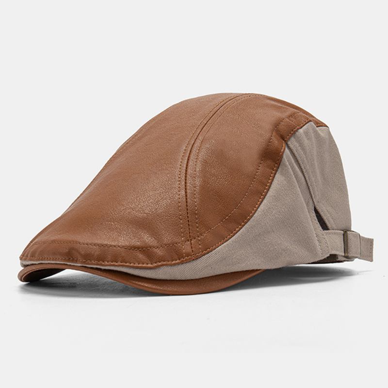 Menn Skinnsøm Ensfarget Beret Cap Justerbar Utendørs Solskjerm Flat Cap Ivy Cap