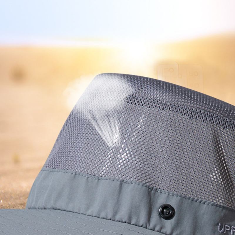 Menn Sommer Uv-beskyttelse Wild Big Rim 12 Centimeter Visir Justerbar Solhatt Bøttehatt For Fiske Fjellklatring