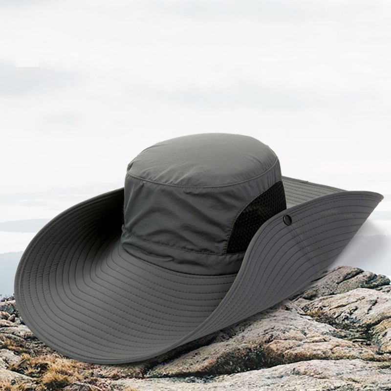 Menn Sommer Uv-beskyttelse Wild Big Rim 15 Centimeter Visir Justerbar Solhatt Bøttehatt For Fiske Fjellklatring