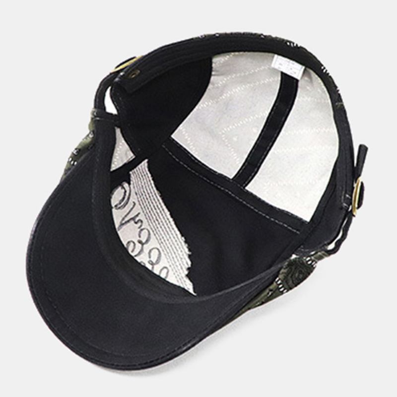 Menn Storbrem Brev Broderi Søm Forover Hatt Etnisk Justerbar Pustende Beret Flat Cap Driver Hat