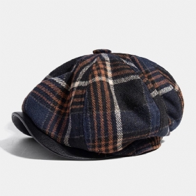 Menn Uformell Personlighet Rutete Mønster Newsboy Hat Åttekantet Cap Beret Hat