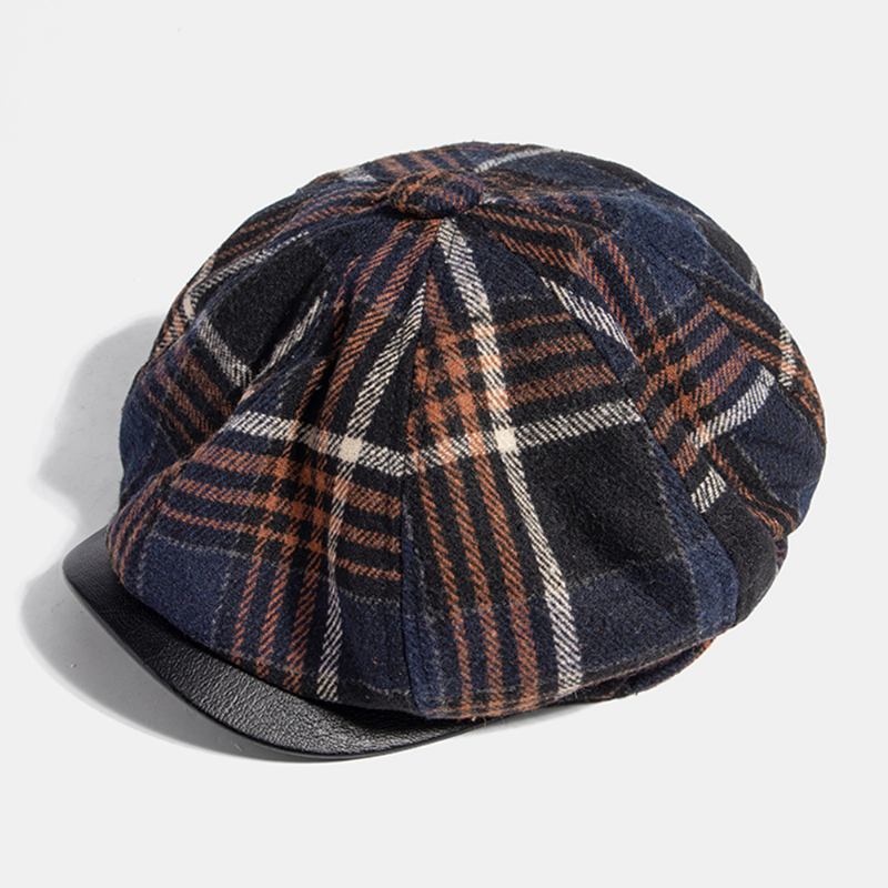 Menn Uformell Personlighet Rutete Mønster Newsboy Hat Åttekantet Cap Beret Hat