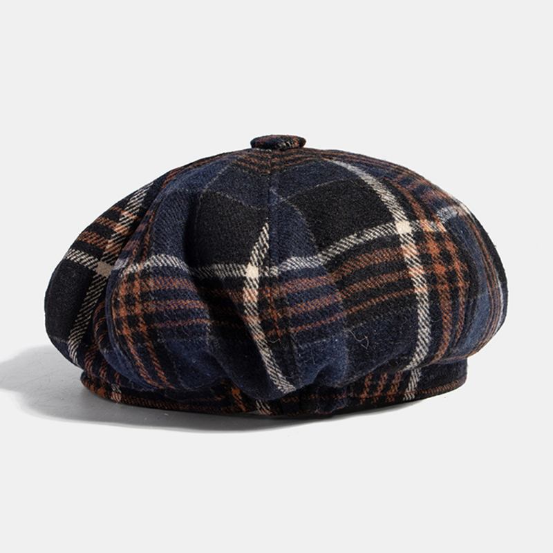 Menn Uformell Personlighet Rutete Mønster Newsboy Hat Åttekantet Cap Beret Hat