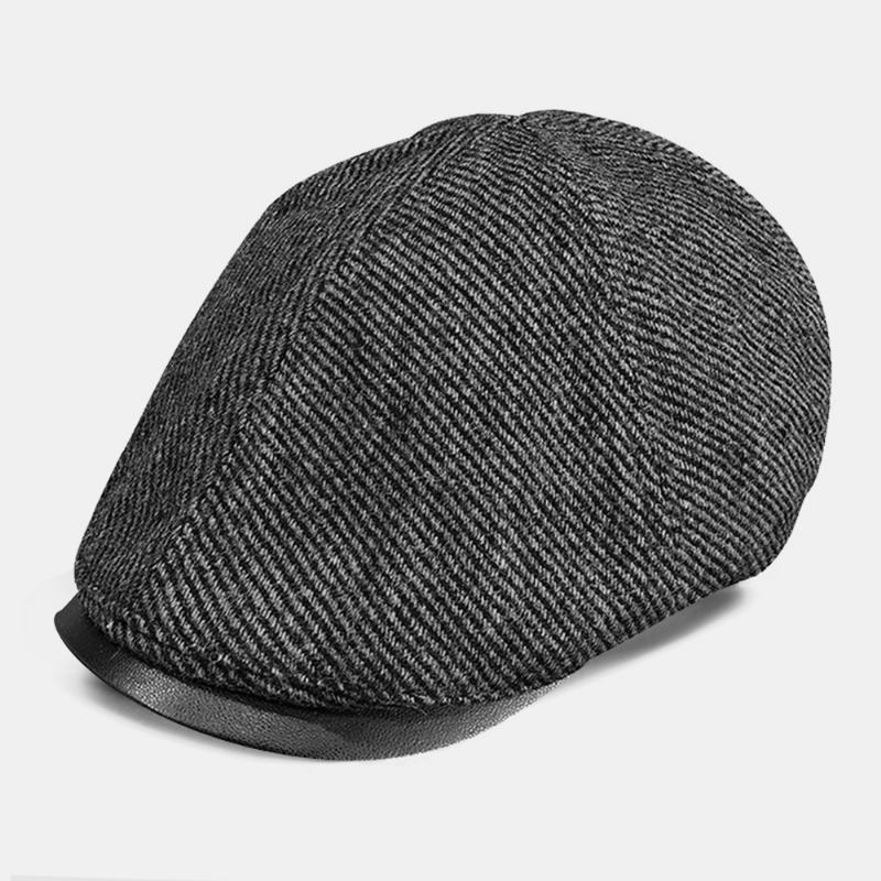 Menn Ull Varm Retro Britisk Stil Ung Maler Hat Beret Hat Frem Hat Flat Hat