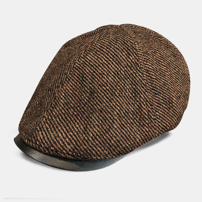 Menn Ull Varm Retro Britisk Stil Ung Maler Hat Beret Hat Frem Hat Flat Hat