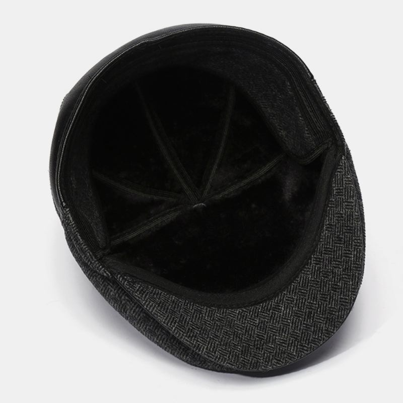 Menn Ullfilt Pluss Velvet Thicken Ørebeskyttelse Hold Varmen Uformell Forover Hat Beret Hat