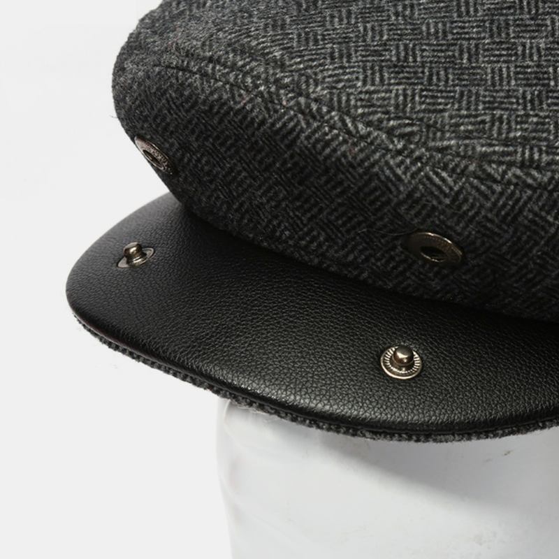 Menn Ullfilt Pluss Velvet Thicken Ørebeskyttelse Hold Varmen Uformell Forover Hat Beret Hat