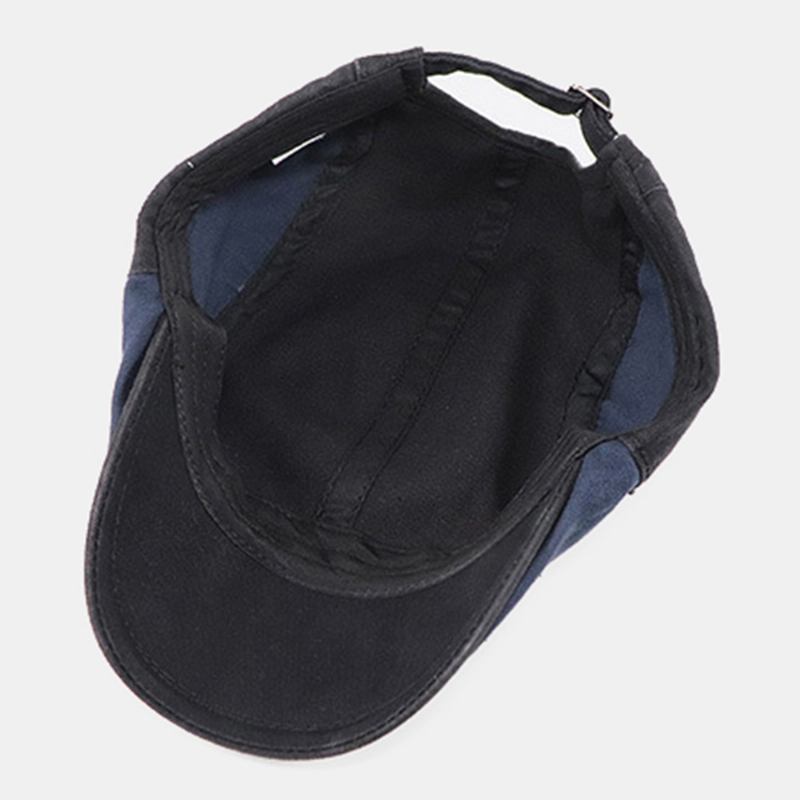 Menn Veske Brem Kontrast Farge Bokstav Mønster Patch Fremover Hatt Utendørs Uformell Solskjerm Lue Beret Flat Cap