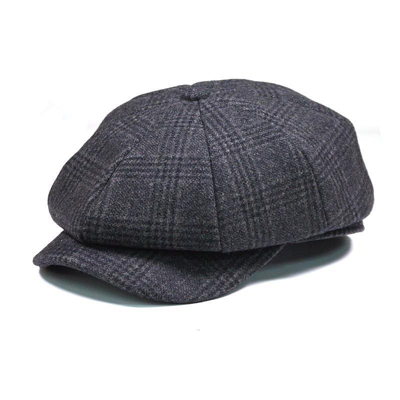 Menn Vintage Ull Gjord Maler Beret Hat Vinter Varm Gentleman Octagonal Newsboy Cap