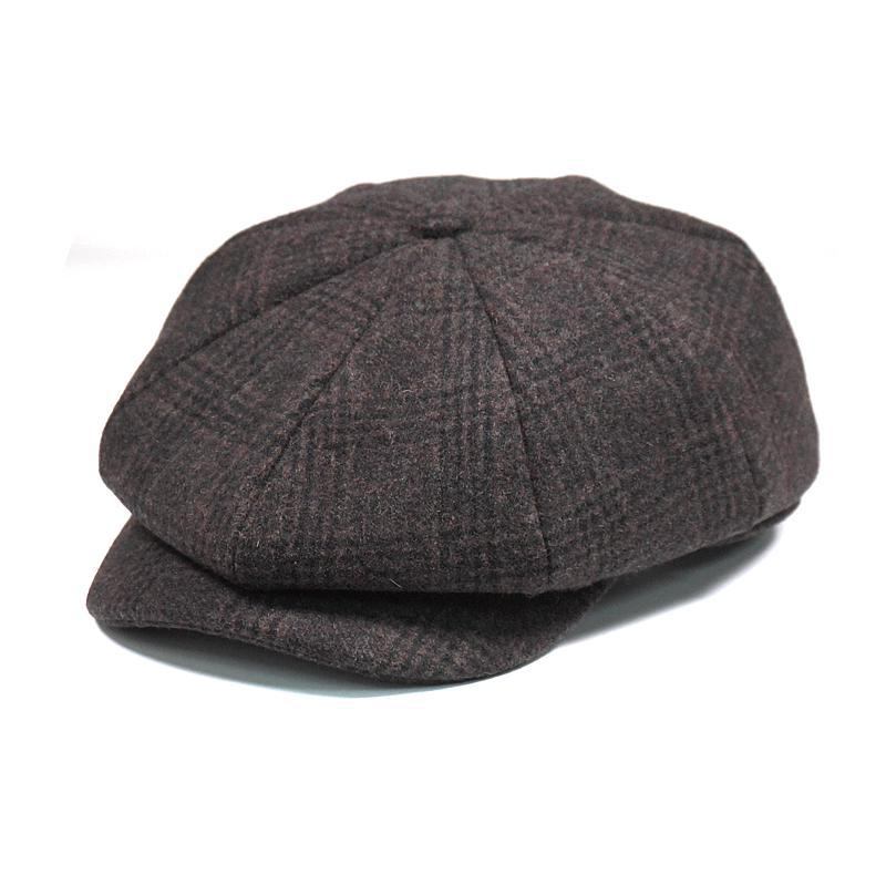 Menn Vintage Ull Gjord Maler Beret Hat Vinter Varm Gentleman Octagonal Newsboy Cap