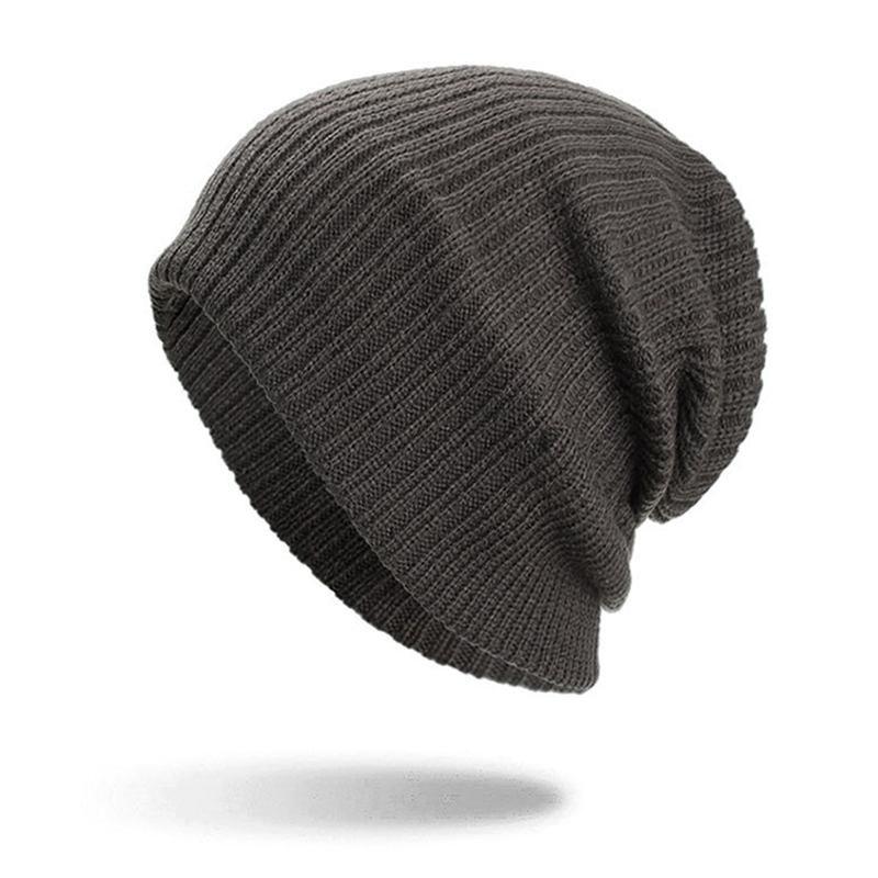 Menn Vinter Tykke Brimless Strikket Lue Slouch Beanie Caps