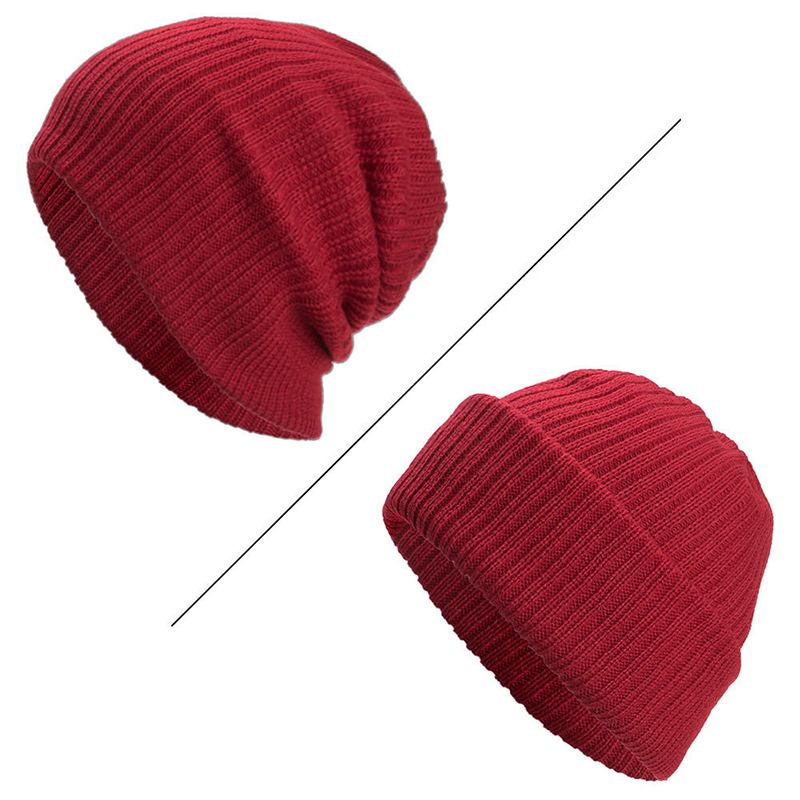 Menn Vinter Tykke Brimless Strikket Lue Slouch Beanie Caps